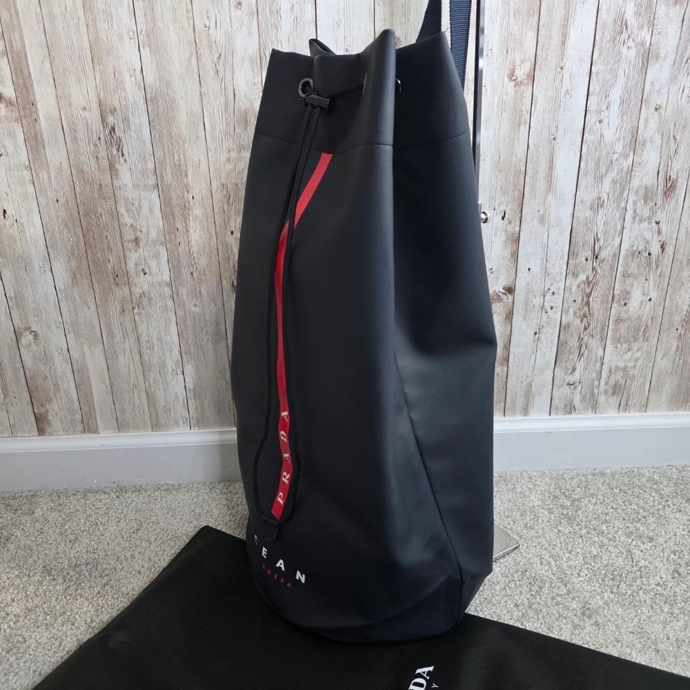 Men's Prada Luna Rossa Ocean Navy Red Drawstring Bag - Picture 3 of 8